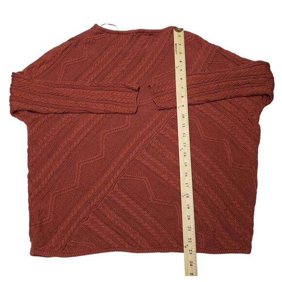 Left on Houston Rust Sweater Sz S Oversized Geometric Knit Retro Boho Cozycore - Picture 7 of 8